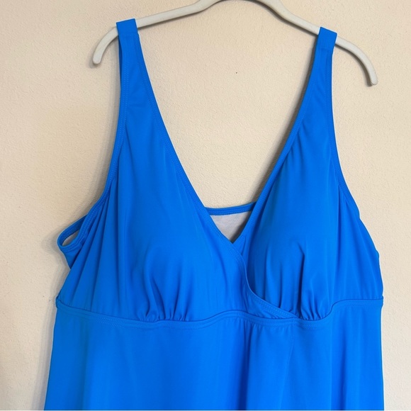 Swimsuits for All Plus Size 26 Chlorine Resistant Blue Tank Swimdress Beach Pool - Picture 4 of 16